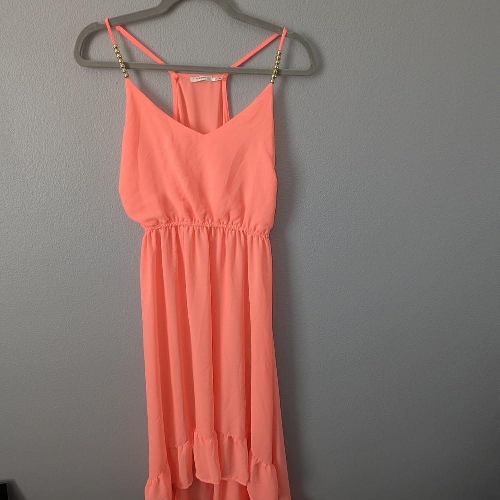 Poetry Coral Dress with Gold Details